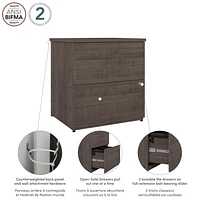 Bestar Logan 28W 2 Drawer Lateral File Cabinet in medium gray maple