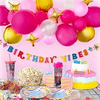 Packed Party Birthday Vibes Banner, Gold and Silver Accents
