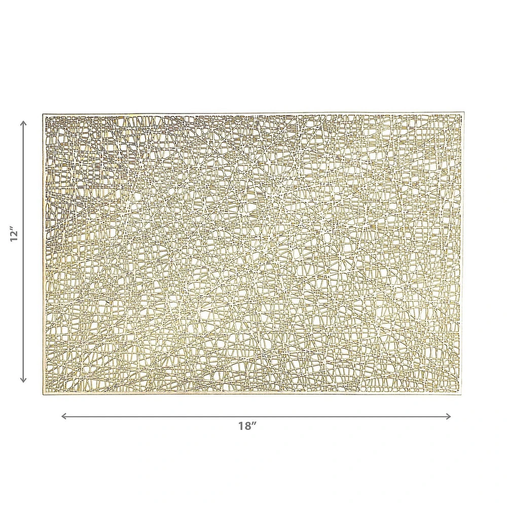 IH Casa Decor Metallic Laser Cut Pvc Placemat Sisal Champagne - Ensemble De 12