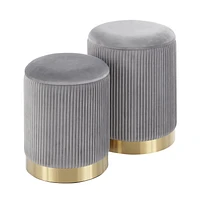 Ensemble de poufs gigognes Marla Nesting Pleated Ottoman Set de LumiSource