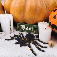 Araignée floquée noire et orange en plastique pour Halloween, 7 po, décoration extérieure, par Façon de célébrer