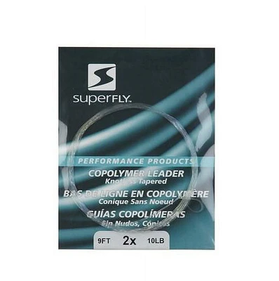 Superfly SFKTL9-4X Knotless Tapered Leader 9' 4X (034465), Ideal for almost all fly fishing applications