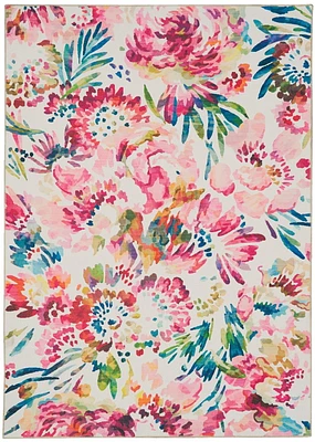 Tapis d'appoint lavable Julian 3 pi x 5 pi framboise et ivoire