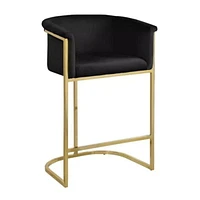 Kanye Black Velvet Stool and steel in a brushed gold finish SET OF 2