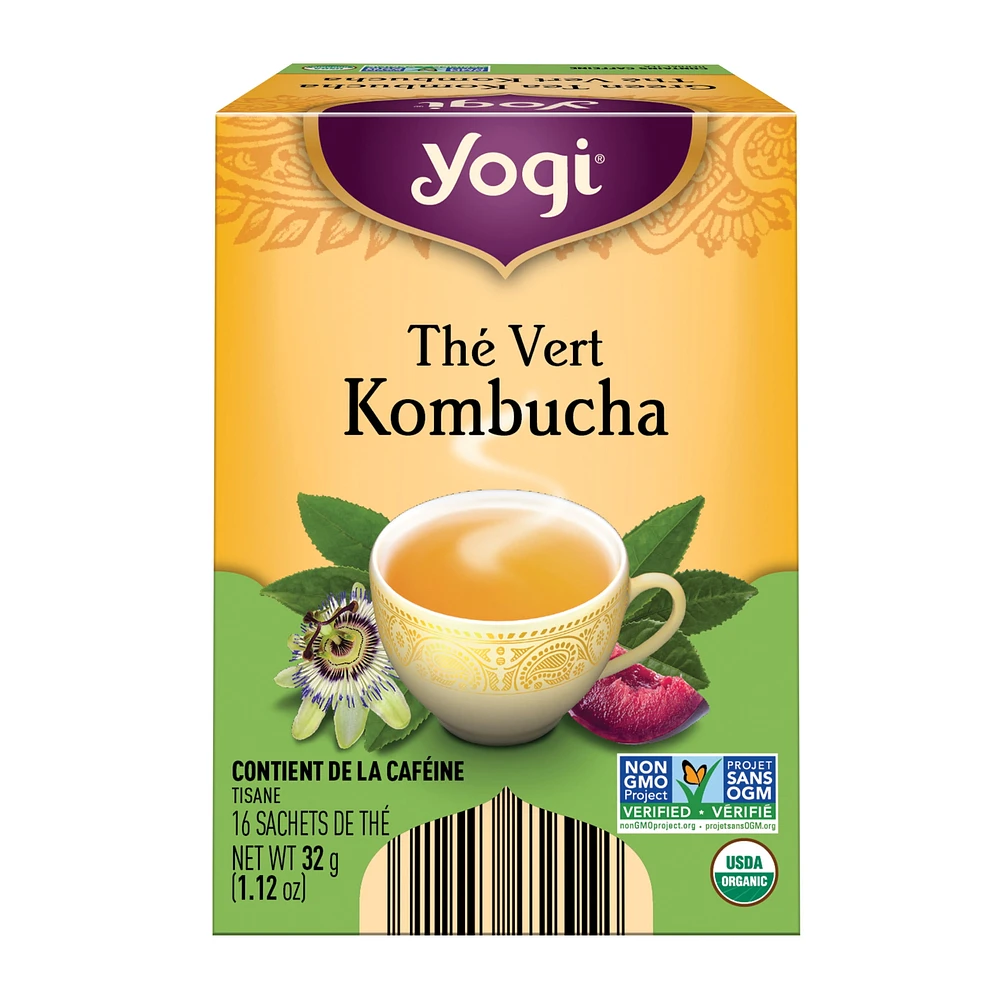 Yogi Green Tea Kombucha, Contains Caffeine Wellness Tea Bags, - 16 Count