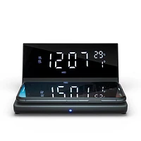 Westclox Wireless Charging Digital Alarm Clock with USB Port and Large LED Display with Day, Date and Temperature