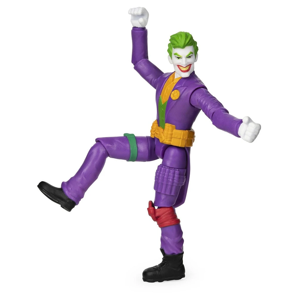 Batman, Figurine articulée The Joker de 10 cm avec 3 accessoires mystère