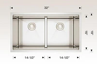 American Imaginations AI-29286 32 pouces Évier de cuisine en acier inoxydable approuvé par W CSA avec finition en acier inoxydable et calibre 16