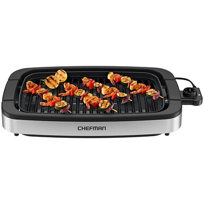 Chefman Smokeless Indoor Electric Grill w/ Nonstick Table Top and Adjustable Temperature Control – Black, New