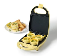 RICARDO Mini Plaque de Cuisson, Surface De Cuisson Compacte Antiadhésive, 4 Moules En Silicone, Chauffage Uniforme Haut Et Bas, Poignée Froide, Système De Verrouillage, Facile À Nettoyer