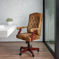 Chaise exécutive de bureau classique pivotante en brun Bomber avec appui-bras