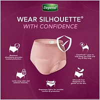 Culottes d’incontinence Depend Silhouette pour femmes, absorption maximale, G, rose, emballage de 20 DEPEND SIL MAX L 20