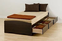 Prepac Base de lit plateforme avec 3 tiroirs de rangement, simple XL