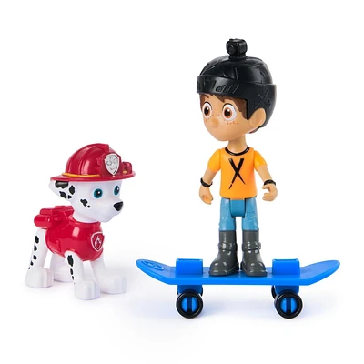 PAW Patrol, Coffret de figurines Marshall & Daring Danny X avec skateboard, jouets pour garçons et filles à partir de 3 ans