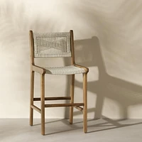 Tabouret en corde tressée et en bois de teck<br><br>
