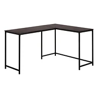 Monarch Specialties Bureau, Bureau À Domicile, Coin, 58"l, Forme De L, Travail, Ordinateur Portable, Métal, Stratifié, Brun, Noir, Contemporain, Moderne