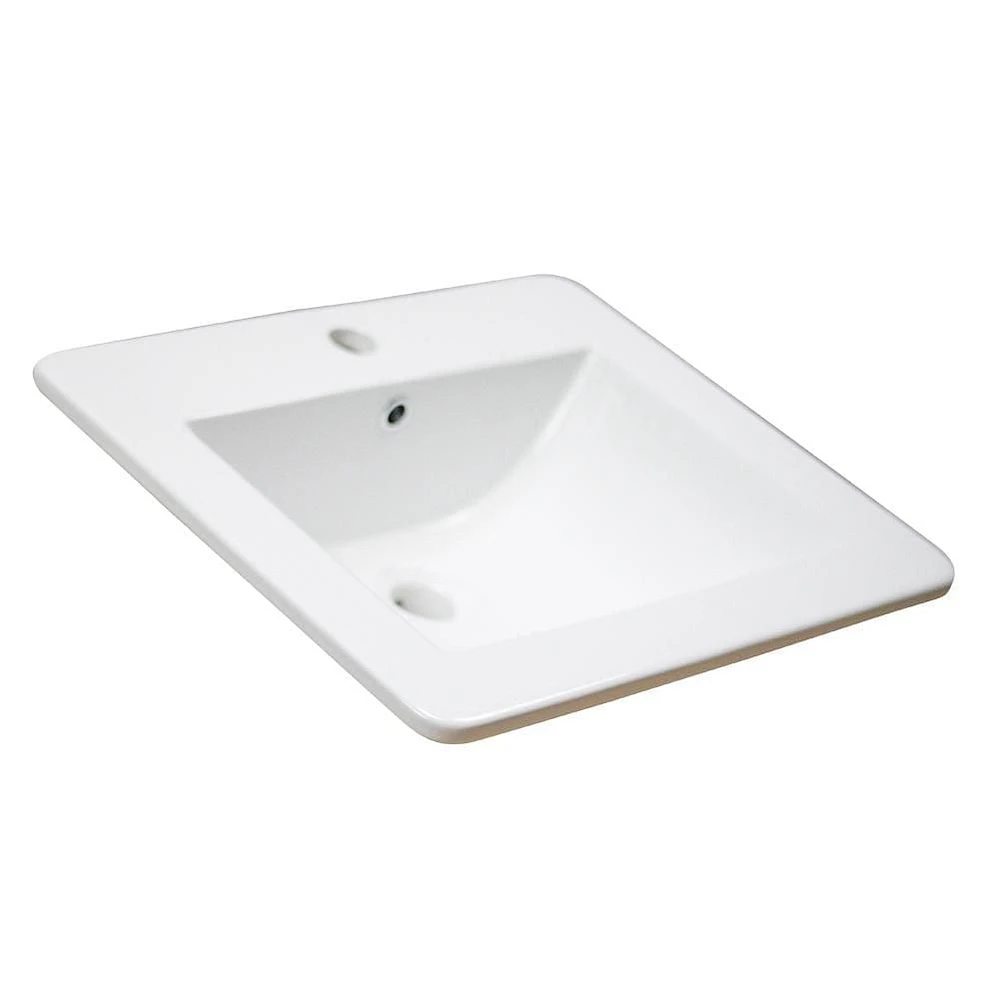 American Imaginations AI-32861 21 pouces W 18,5 pouces Dessus en céramique de D dans la couleur blanche pour le robinet de 1 trou