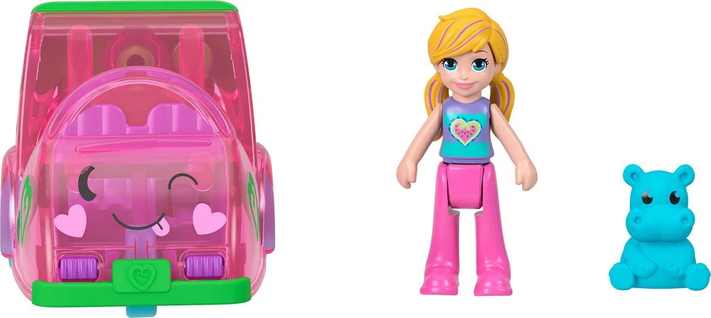 Polly Pocket Doll and Toy Car, Food Theme
