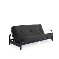 Cadre de futon à bras en métal noir de Mainstays avec couvre-matelas et fixations de 6 po