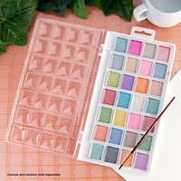 Royal & Langnickel - Ensemble de gâteaux de peinture aquarelle nacrée 28 couleurs avec pinceau 28 gâteaux aquarelle nacrés