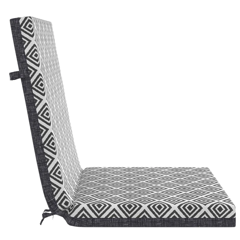 Coussin de siège pour patio à dossier haut Géo noir Mainstays 111,8 cm x 48,3 cm x 6,4 cm Réversible