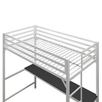 Lit mezzanine une place en métal Miles avec bureau