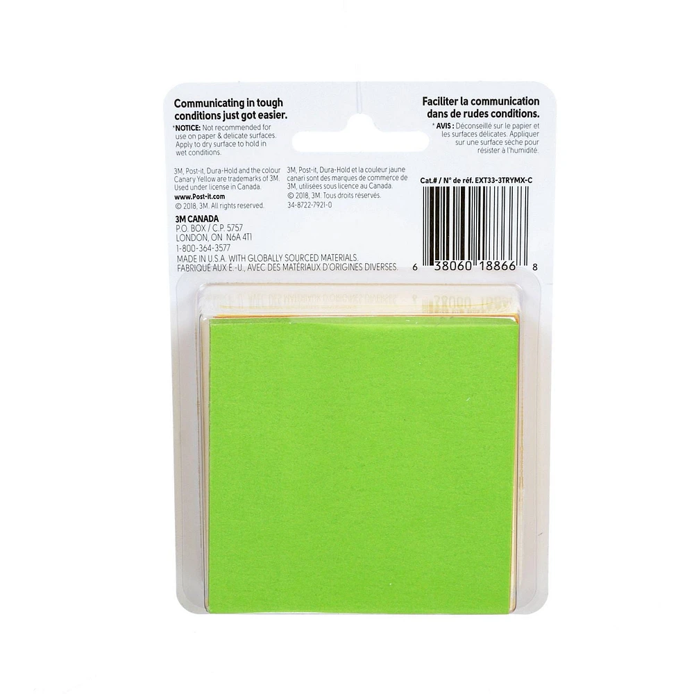 Feuillets Extrêmes Post-it®, EXT33-3TRYMX-C, 76 x 76 mm (3 x 3 po), 3 par paquet