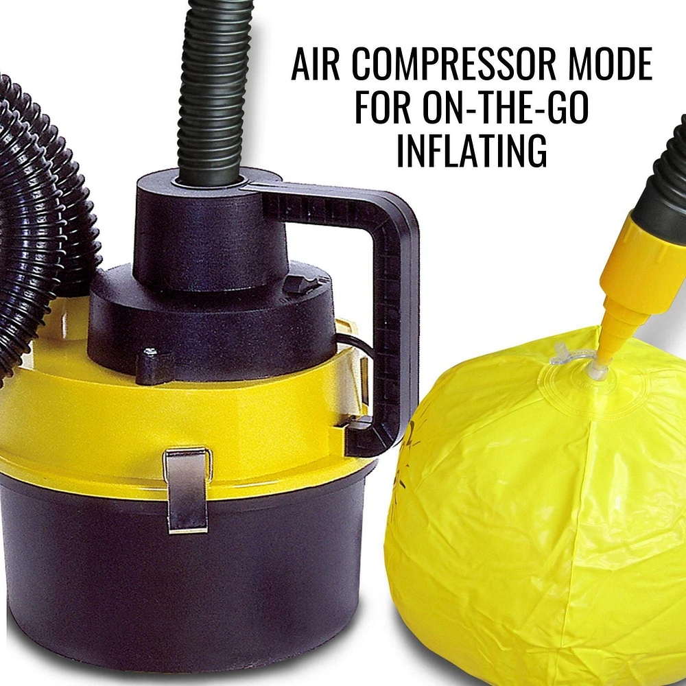 Koolatron 12V Wet/Dry Canister Vacuum Cleaner (1 Gallon), Portable Car & Home Vacuum