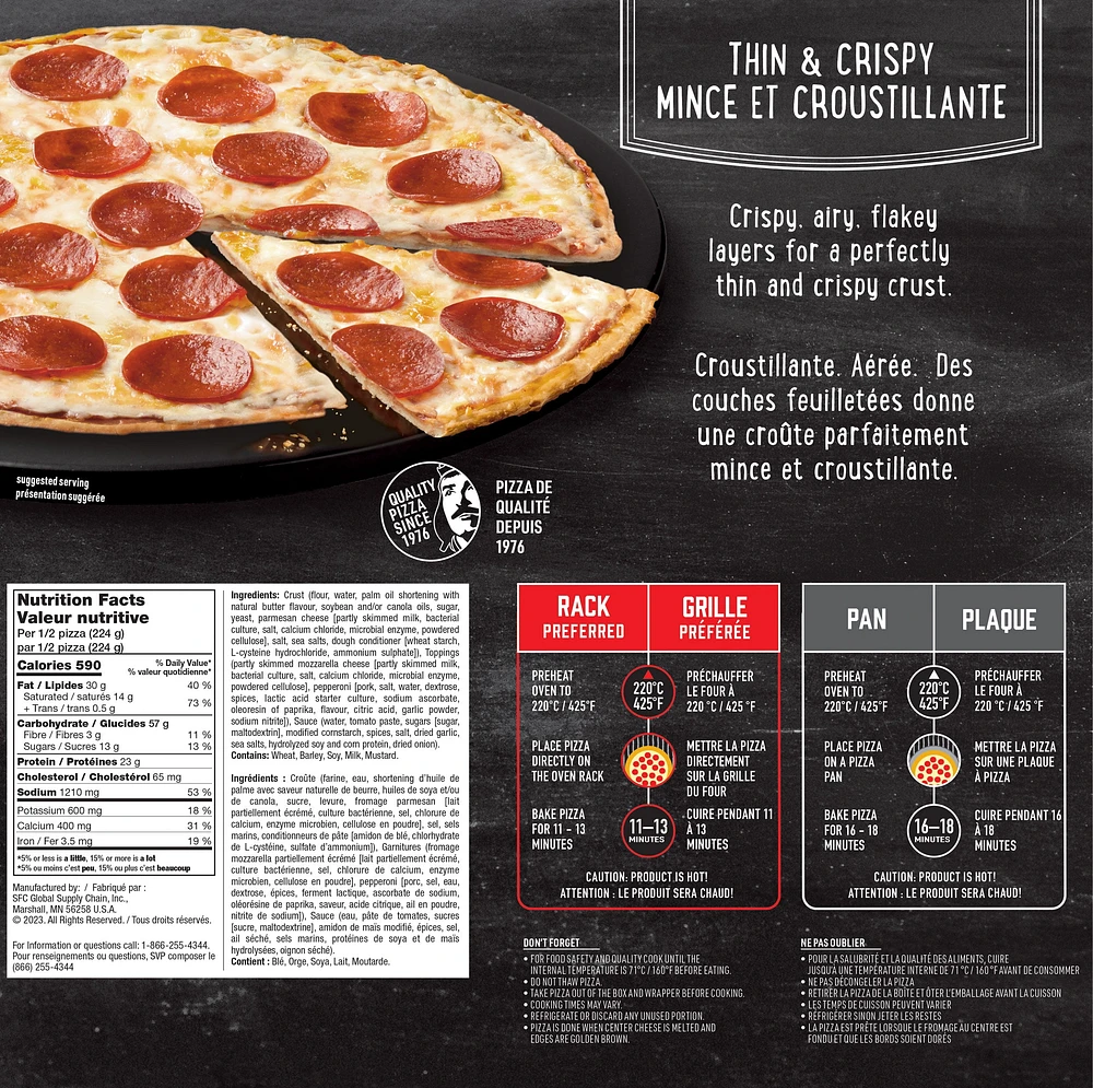 Pizza multiservices au pepperoni à croûte mince Red Baron RED BARON Pizza multiservices au pepperoni à croûte mince surgelée