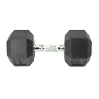GoZone Rubber-Coated Hex Dumbbell – Black/Chrome, No-roll design