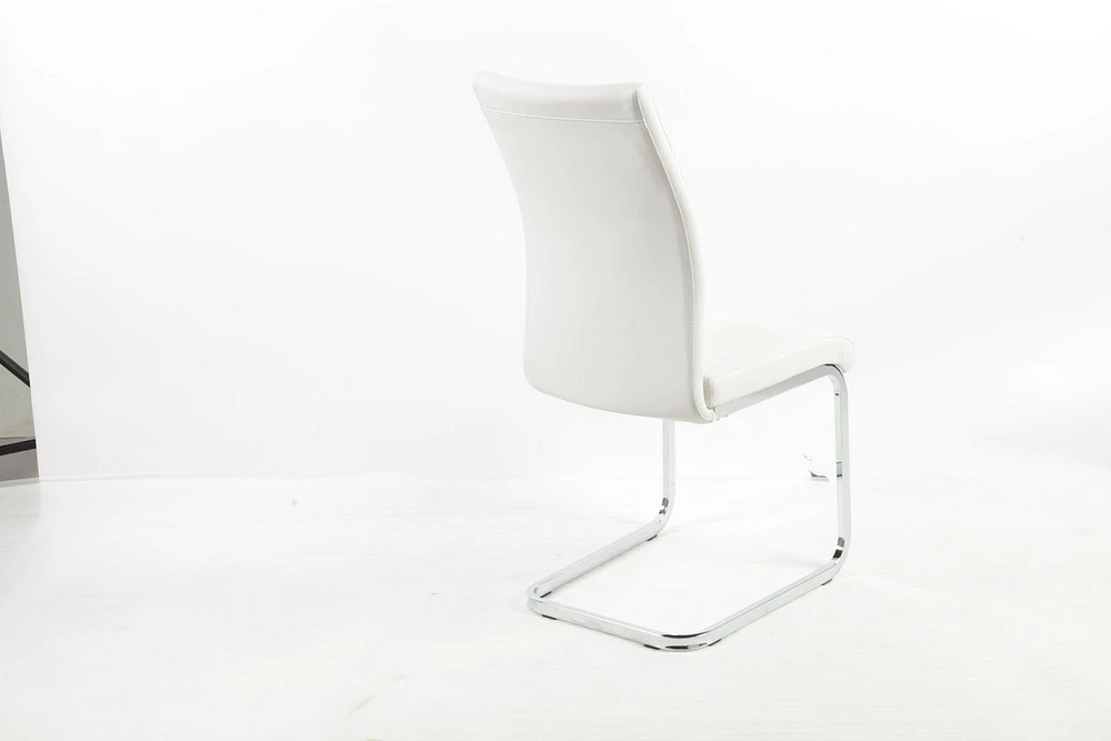 Aerys Robin Dining chair with chrome base in White PU(Set of 4)