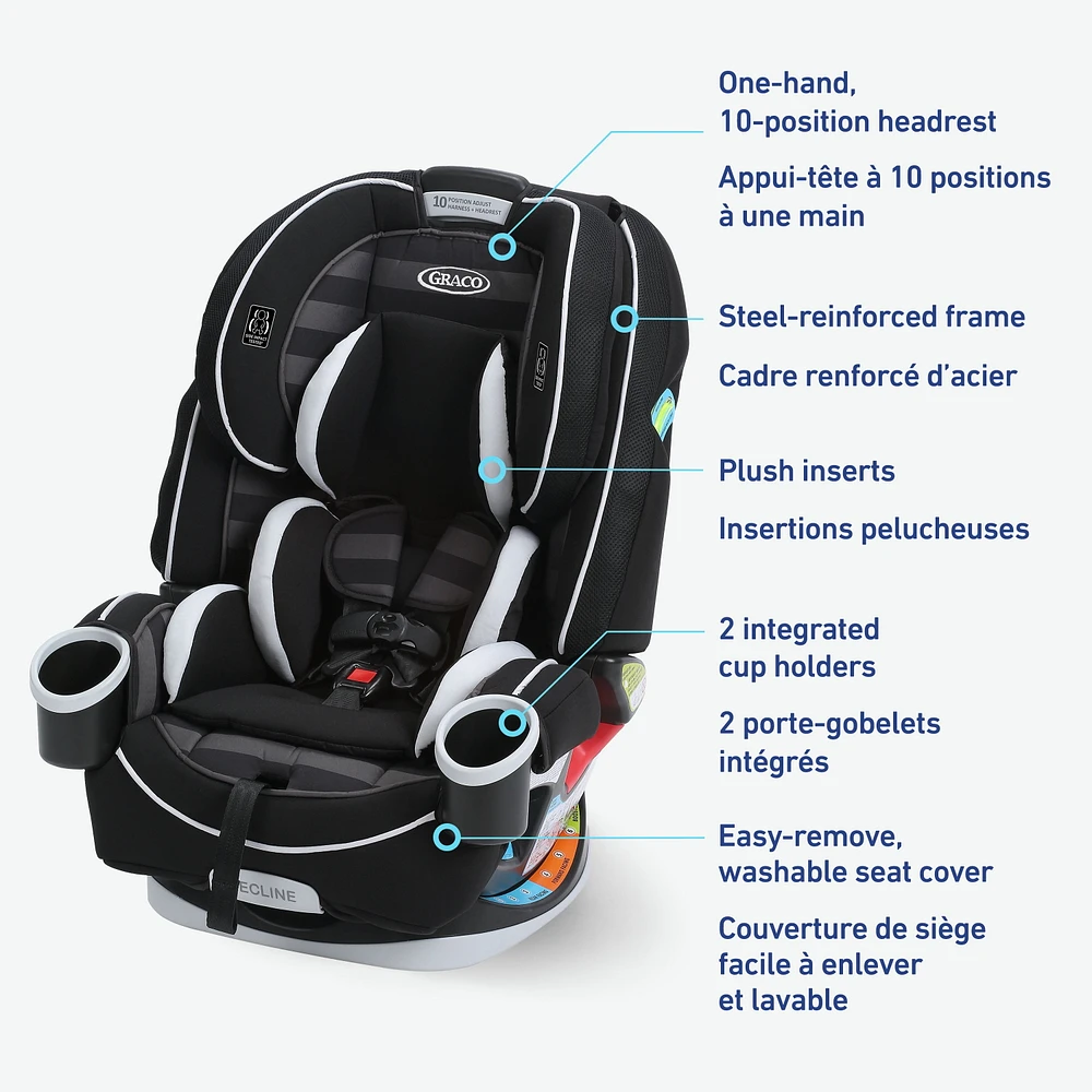 Siège d'auto 4-en-un convertible 4Ever de Graco - Polyvalent, confortable et sûr pour les bébés jusqu'aux préadolescents, 1,8 à 54 kg (4 à 120 lb) Rockweave