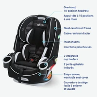 Siège d'auto 4-en-un convertible 4Ever de Graco - Polyvalent, confortable et sûr pour les bébés jusqu'aux préadolescents, 1,8 à 54 kg (4 à 120 lb) Rockweave