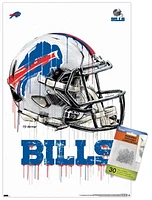 NFL Buffalo Bills - Drip Helmet 20 Wall Poster with Magnetic Frame, 22.375" x 34"