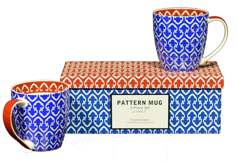 Ensemble de 4 tasses géométriques avec boîte-cadeau, bleu