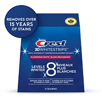Crest 3D Whitestrips Glamorous White At-home Teeth Whitening Kit, 8 Levels Whiter, 14 Treatments