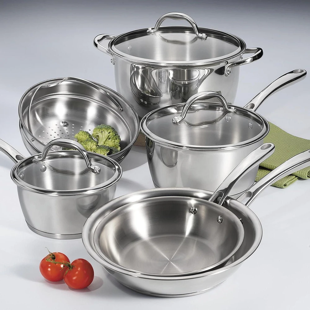 Tramontina 80154/567DS Tri-Ply Base Stainless Steel Cookware Set, Induction Clear, 9-Piece