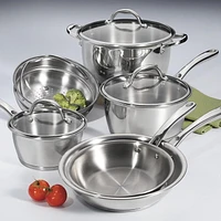 Tramontina 80154/567DS Tri-Ply Base Stainless Steel Cookware Set, Induction Clear, 9-Piece