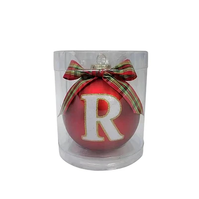 HOLIDAY TIME R RED LETTER GLS ORN