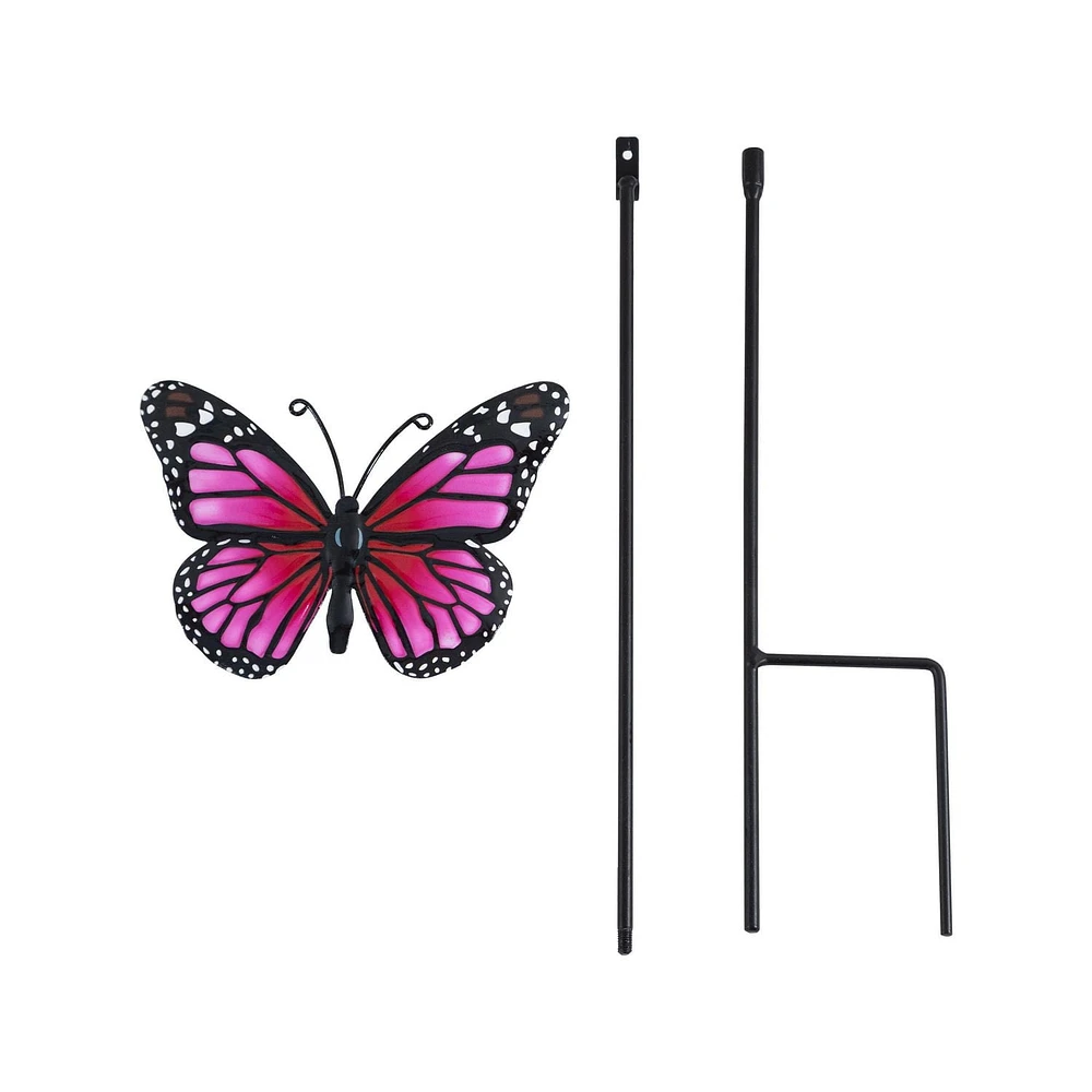 PIEU PAPILLON ROSE EN MÉTAL HOMETRENDS