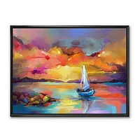 Designart Tableau Coucher De Soleil Aux Reflets Colorés II ART MURAL À CADRE FLOTTÉ