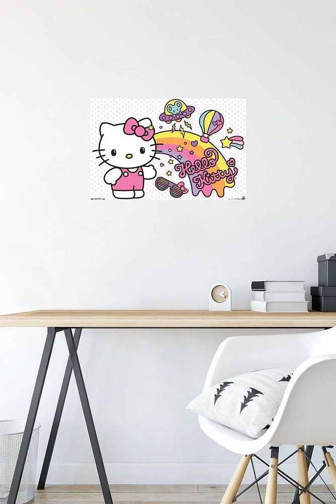 Hello Kitty - Retro Rainbow Wall Poster, 14.725" x 22.375"