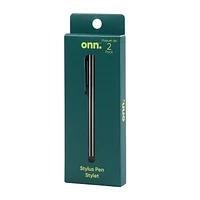 onn. 2-Pack Rubber Tipped Stylus Pen for Touchscreen Devices, Smooth, Precise
