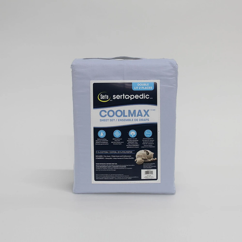 Ens. de draps Performance CoolMax de Serta 300 nombres de ficelles