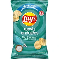 Lay's Ondulées Sel et vinaigre Croustilles assaisonnées, 220 g. 220 g.