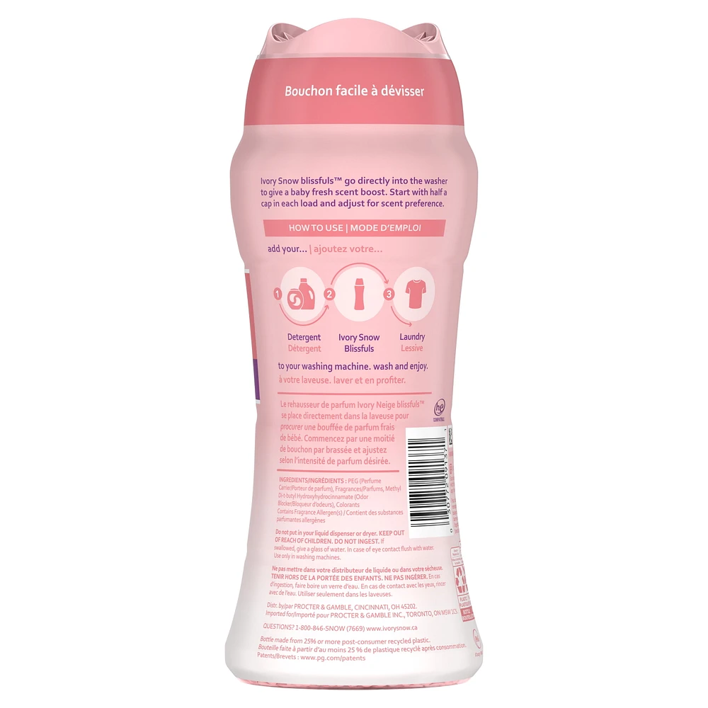 Perles de rehausseur de parfum pour lessive Ivory Neige Blissfuls, Parfum frais de bébé 379G