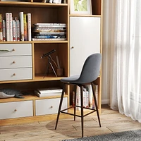 Homy Casa Lot de 2 tabourets de bar pivotants avec assise rembourrée incurvée pour cuisine et salle à manger, tissu gris