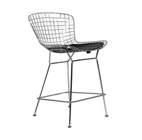 Plata Import Silver Metal Stool With Cushion Seat