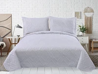 Marina Décoration Literie ultra douce en tissu Pinsonic gaufré uni avec taies d'oreiller