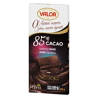Chocolat Valor 85% Cacao Sans Sucre Ajouté 100g